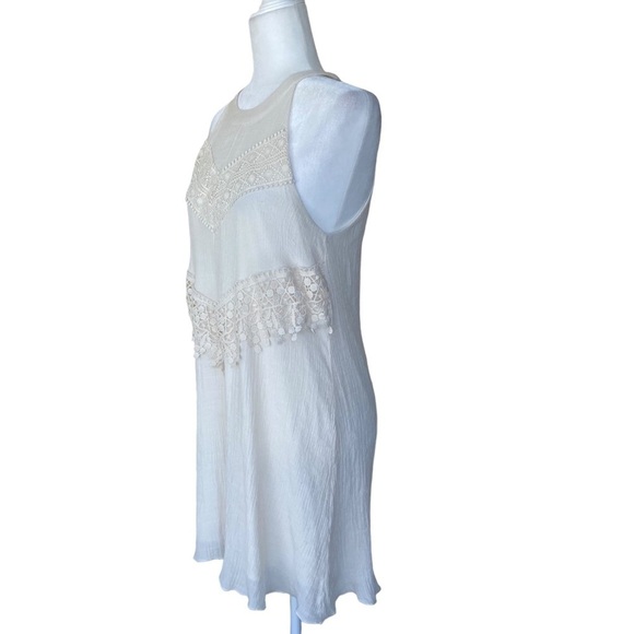 J Gee Dress M Ivory Rayon Blend Lined Sleeveless A Line Dress Lace‎ Feminine - Picture 5 of 16